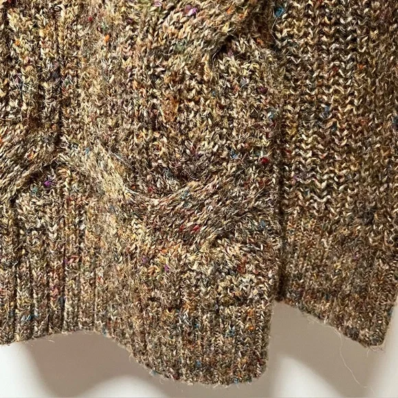 cj banks classic warm brown rainbow flecked cable-knit rustic crewneck sweater - Picture 5 of 7